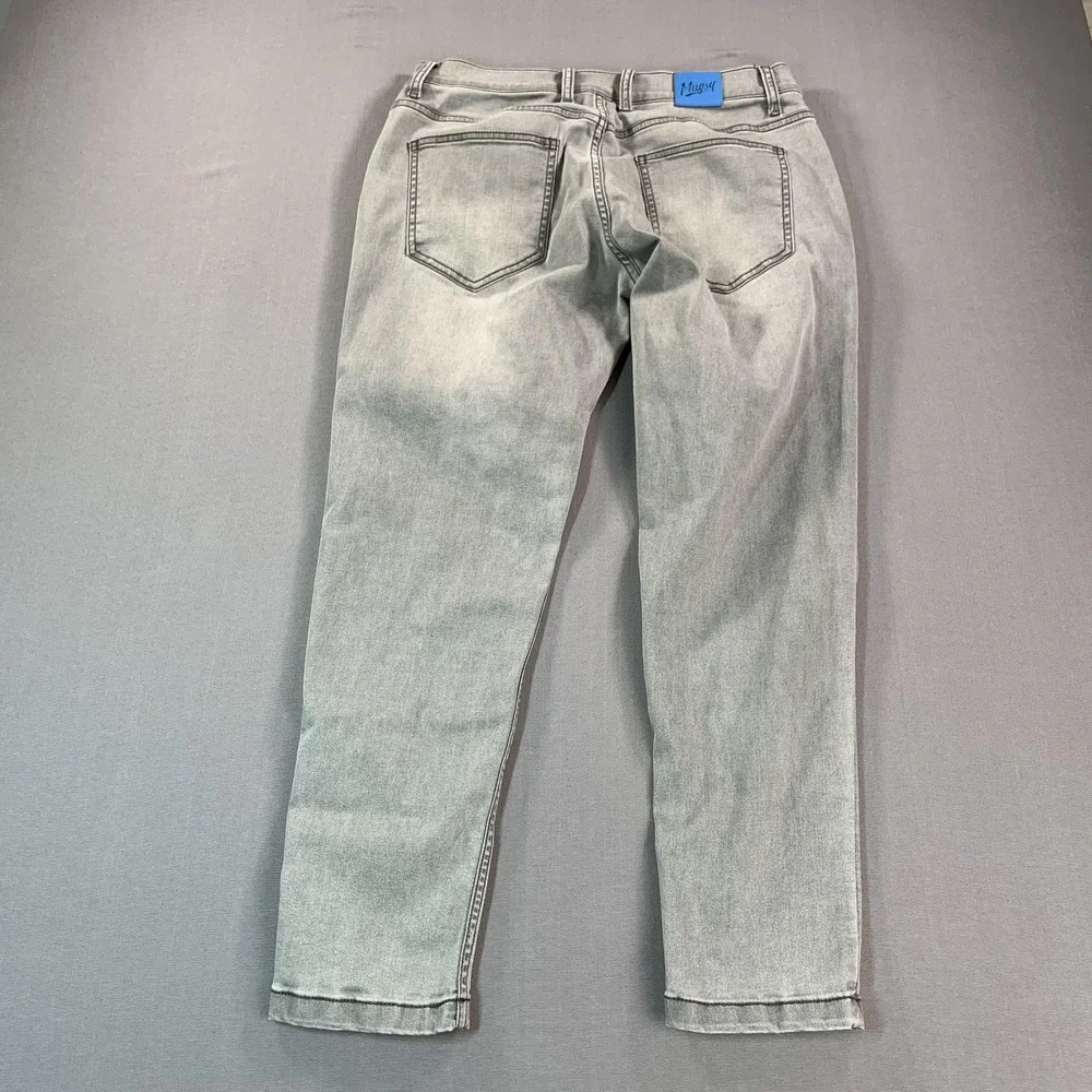 Mugsy Beans Tapered Jeans Men 33x28 Fit Light Gray Slim Taper Stretch Denim - Picture 6 of 16
